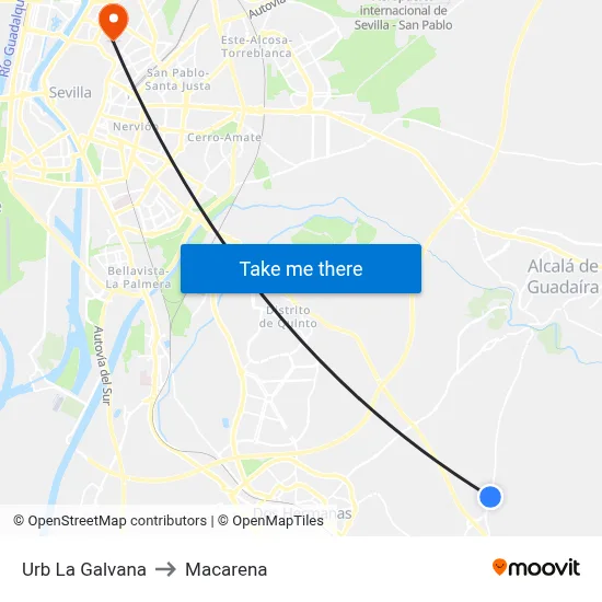 Urb La Galvana to Macarena map