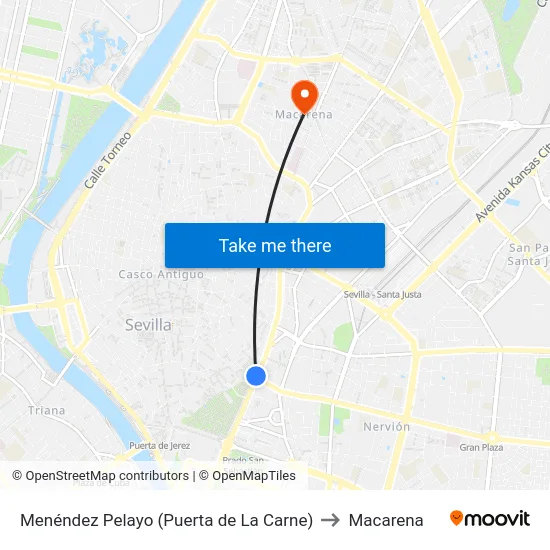 Menéndez Pelayo (Puerta de La Carne) to Macarena map