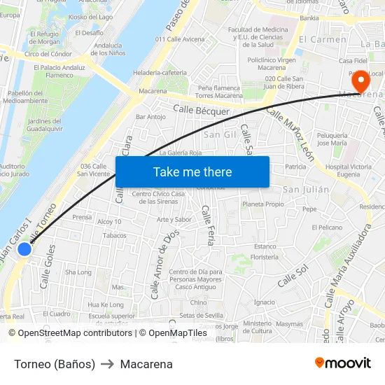 Torneo (Baños) to Macarena map