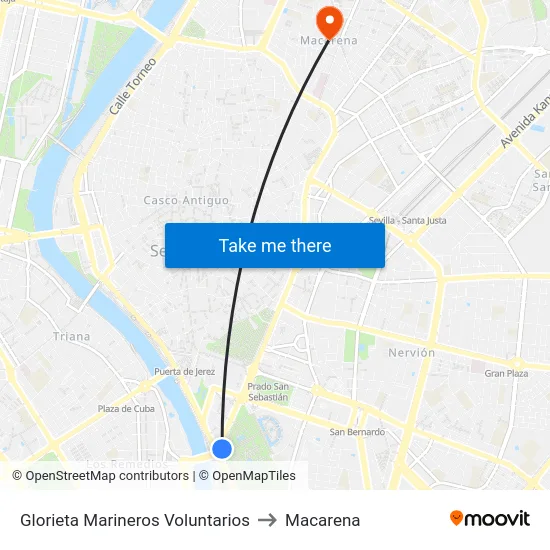Glorieta Marineros Voluntarios to Macarena map