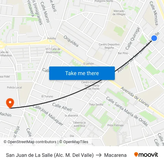 San Juan de La Salle (Alc. M. Del Valle) to Macarena map