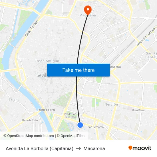 Avenida La Borbolla (Capitanía) to Macarena map