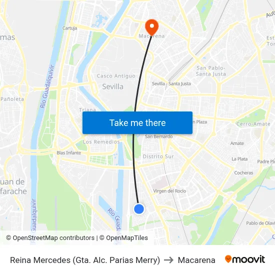 Reina Mercedes (Gta. Alc. Parias Merry) to Macarena map