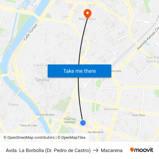 Avda. La Borbolla (Dr. Pedro de Castro) to Macarena map
