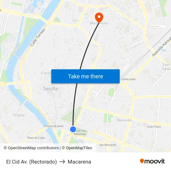 El Cid Av. (Rectorado) to Macarena map
