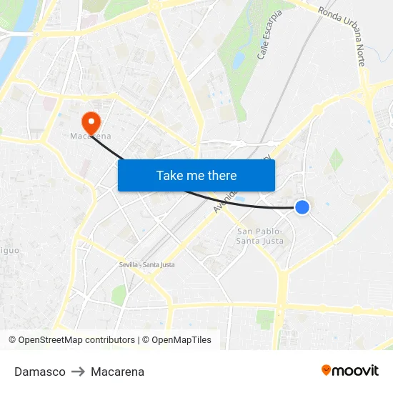 Damasco to Macarena map
