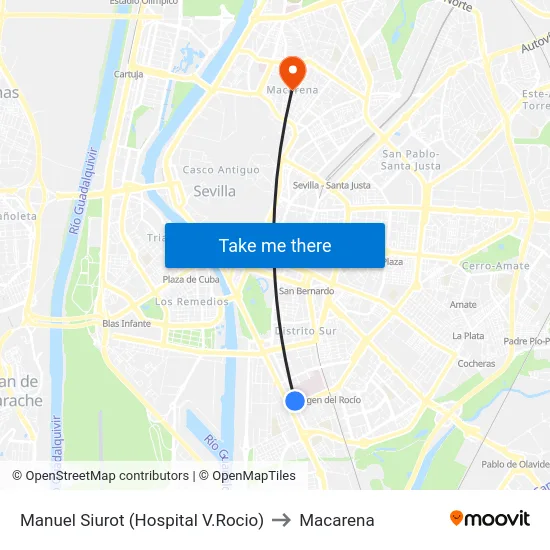 Manuel Siurot (Hospital V.Rocio) to Macarena map