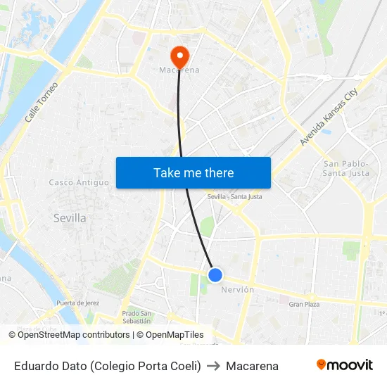 Eduardo Dato (Colegio Porta Coeli) to Macarena map