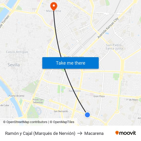 Ramón y Cajal (Marqués de Nervión) to Macarena map