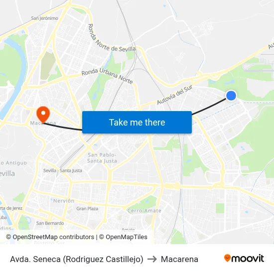 Avda. Seneca (Rodriguez Castillejo) to Macarena map