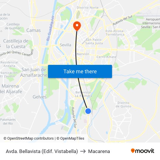Avda. Bellavista (Edif. Vistabella) to Macarena map