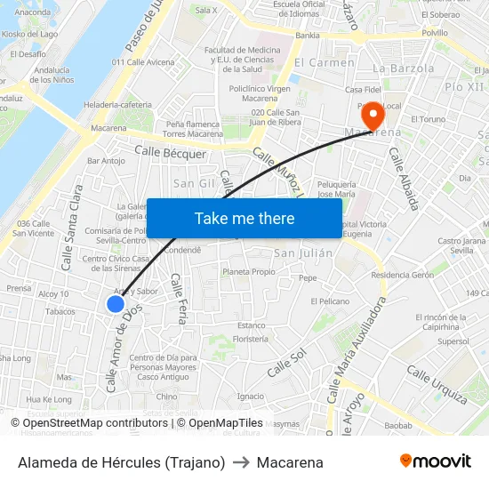 Alameda de Hércules (Trajano) to Macarena map