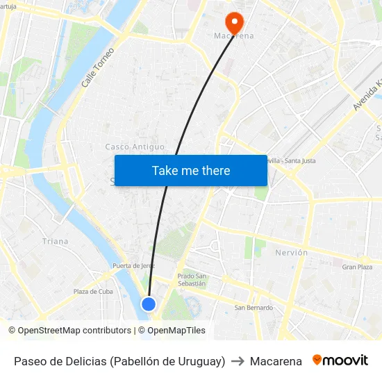 Paseo de Delicias (Pabellón de Uruguay) to Macarena map
