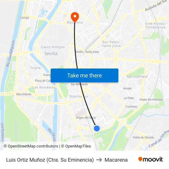Luis Ortiz Muñoz (Ctra. Su Eminencia) to Macarena map