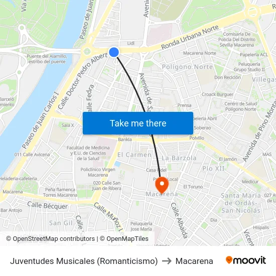 Juventudes Musicales (Romanticismo) to Macarena map