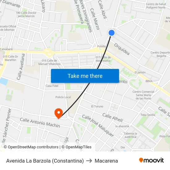 Avenida La Barzola (Constantina) to Macarena map