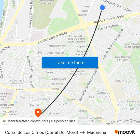 Corral de Los Olmos (Corral Del Moro) to Macarena map