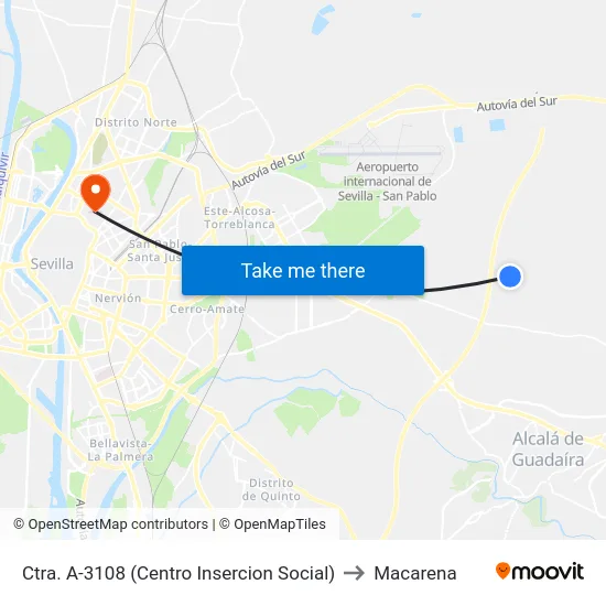 Ctra. A-3108 (Centro Insercion Social) to Macarena map