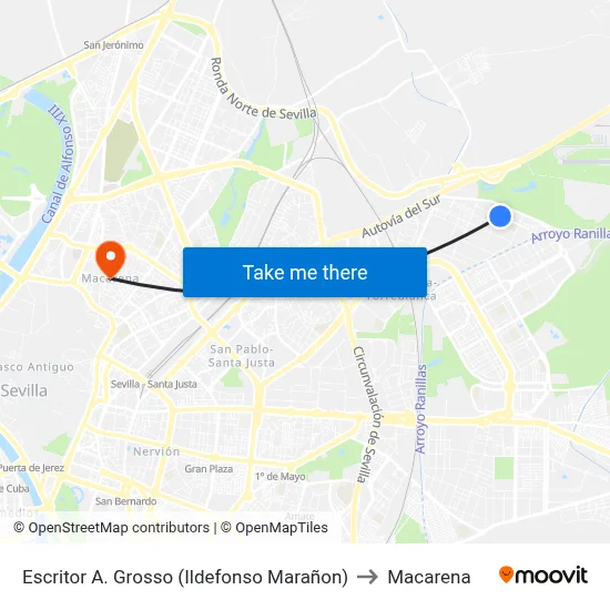 Escritor A. Grosso (Ildefonso Marañon) to Macarena map
