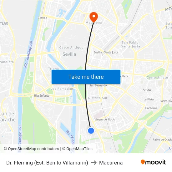 Dr. Fleming (Est. Benito Villamarín) to Macarena map