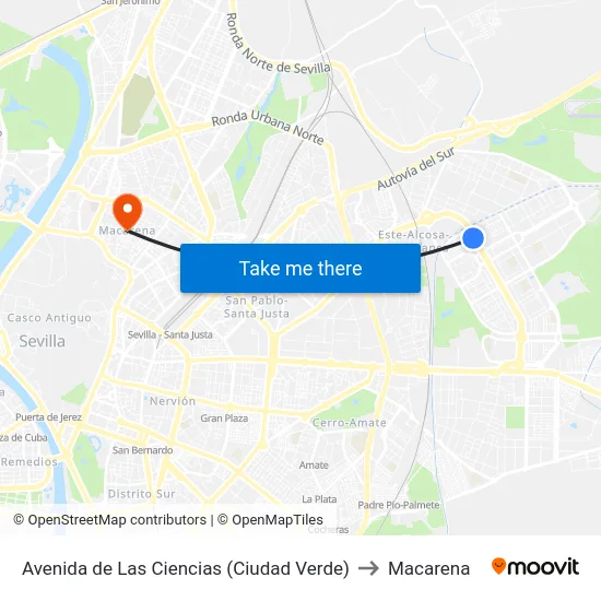 Avenida de Las Ciencias (Ciudad Verde) to Macarena map