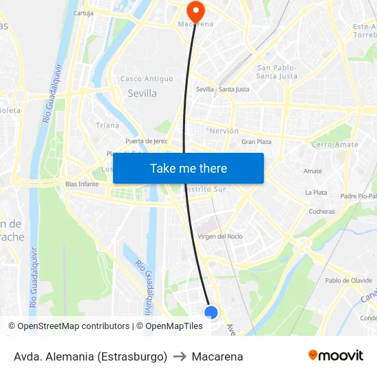 Avda. Alemania (Estrasburgo) to Macarena map
