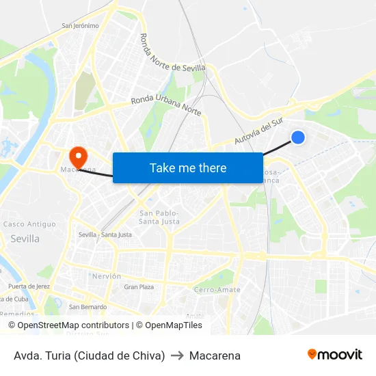 Avda. Turia (Ciudad de Chiva) to Macarena map