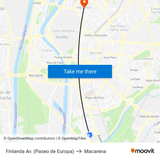 Finlanda  Av. (Paseo de Europa) to Macarena map