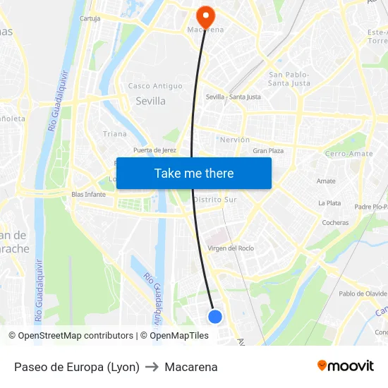 Paseo de Europa (Lyon) to Macarena map