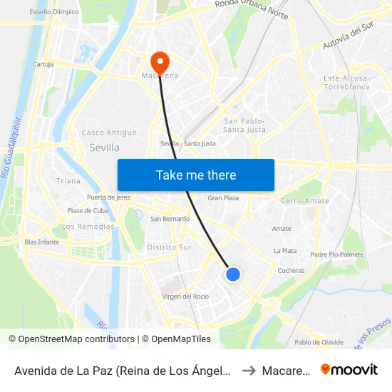 Avenida de La Paz (Reina de Los Ángeles) to Macarena map