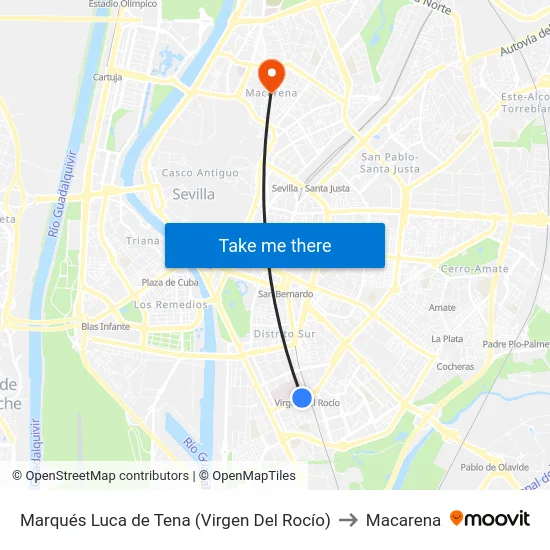 Marqués Luca de Tena (Virgen Del Rocío) to Macarena map
