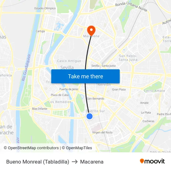 Bueno Monreal (Tabladilla) to Macarena map