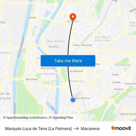 Marqués Luca de Tena (La Palmera) to Macarena map