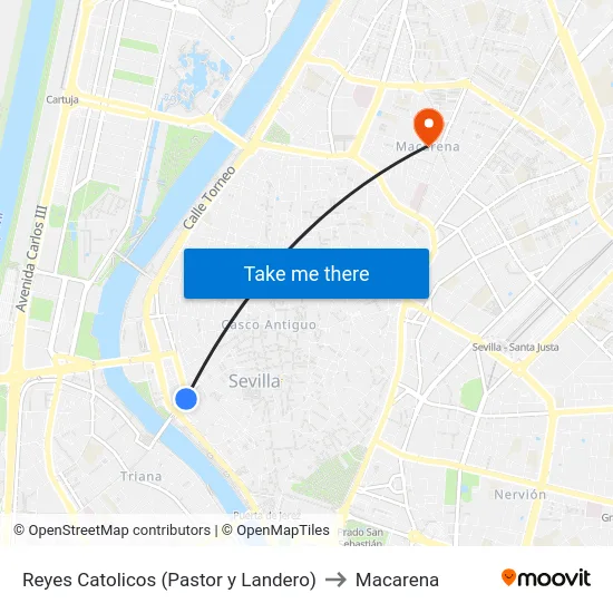 Reyes Catolicos (Pastor y Landero) to Macarena map