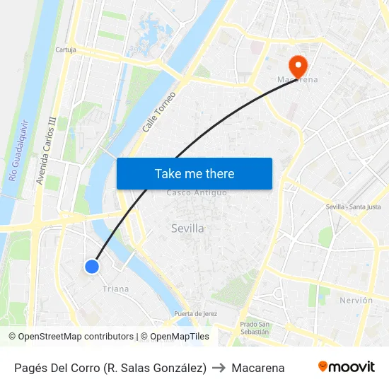 Pagés Del Corro (R. Salas González) to Macarena map