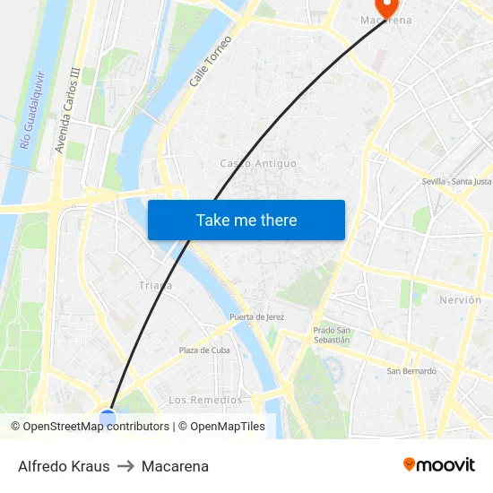Alfredo Kraus to Macarena map