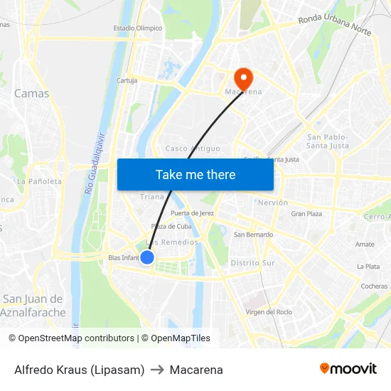 Alfredo Kraus (Lipasam) to Macarena map