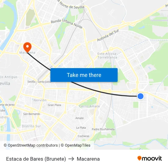 Estaca de Bares (Brunete) to Macarena map