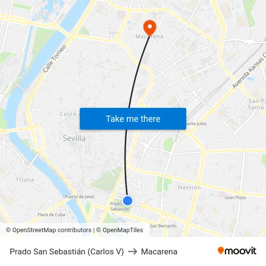 Prado San Sebastián (Carlos V) to Macarena map