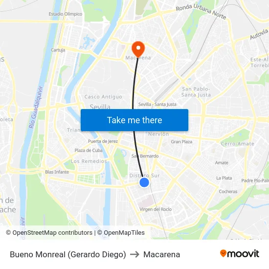 Bueno Monreal (Gerardo Diego) to Macarena map