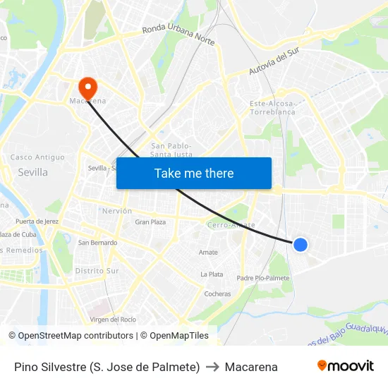 Pino Silvestre (S. Jose de Palmete) to Macarena map