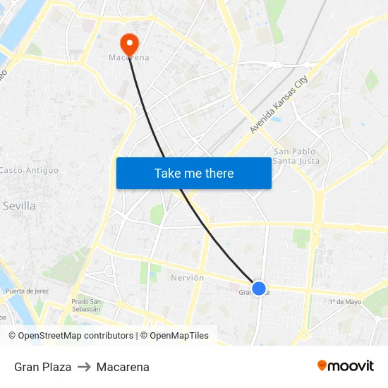 Gran Plaza to Macarena map