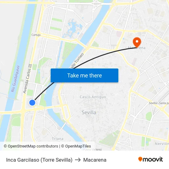 Inca Garcilaso (Torre Sevilla) to Macarena map