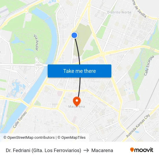 Dr. Fedriani (Glta. Los Ferroviarios) to Macarena map