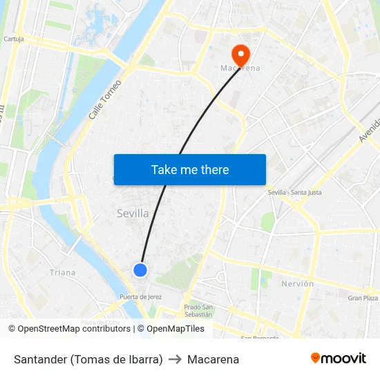 Santander (Tomas de Ibarra) to Macarena map