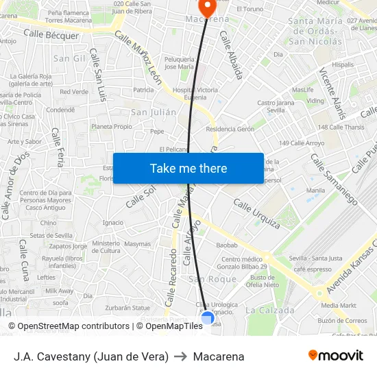 J.A. Cavestany (Juan de Vera) to Macarena map