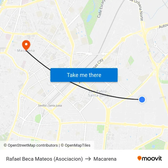 Rafael Beca Mateos (Asociacion) to Macarena map