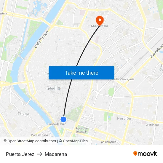 Puerta Jerez to Macarena map