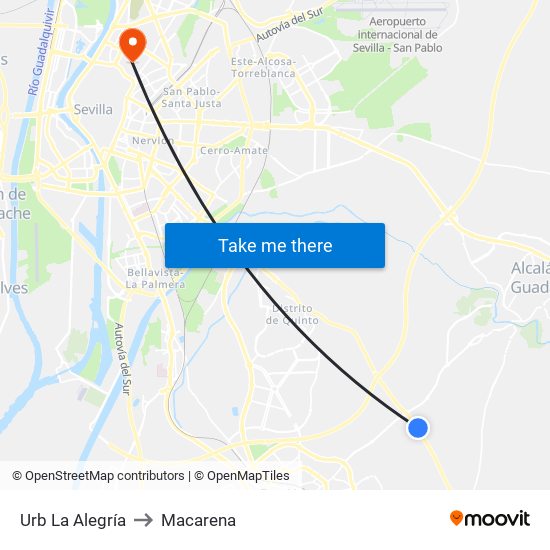 Urb La Alegría to Macarena map