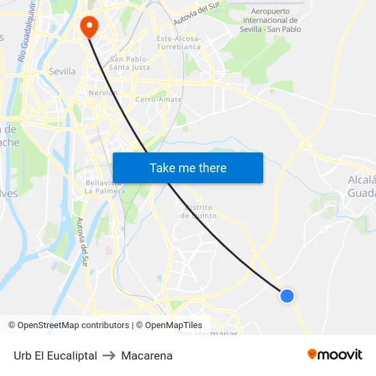 Urb El Eucaliptal to Macarena map
